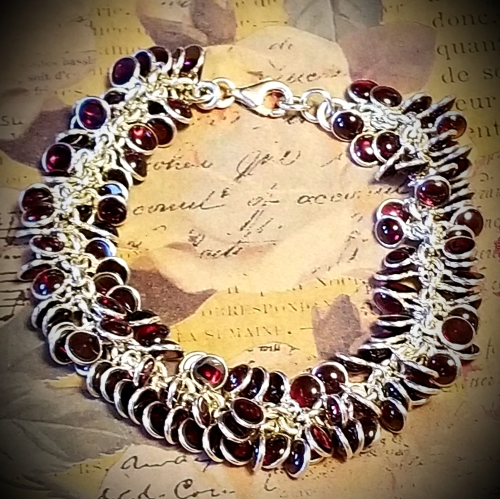 Rare Silpada Sterling Silver Garnet Cha Cha Bracelet - Picture 10 of 14